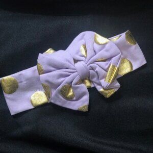 Lavender & Gold Big Bow Headband